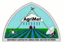 AgriMet Logo shows transmission to a satellite from a field of crops